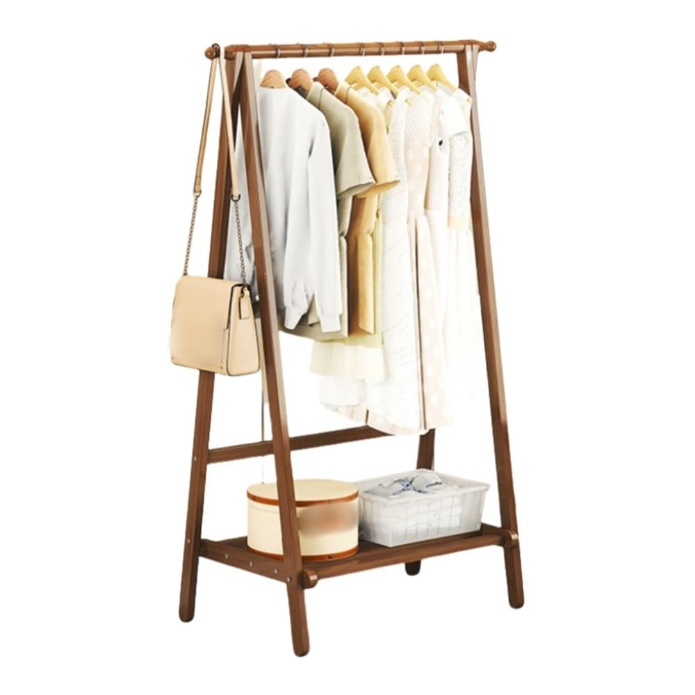 Wasdfzxc Coat Rack, Hanging Racks, Wooden Clothes Rack, Drying Racks with Shelf, Simple Costume Rack for Bedroom, Living Room, Small Space(Brown,31.5x18.1x57.1in)