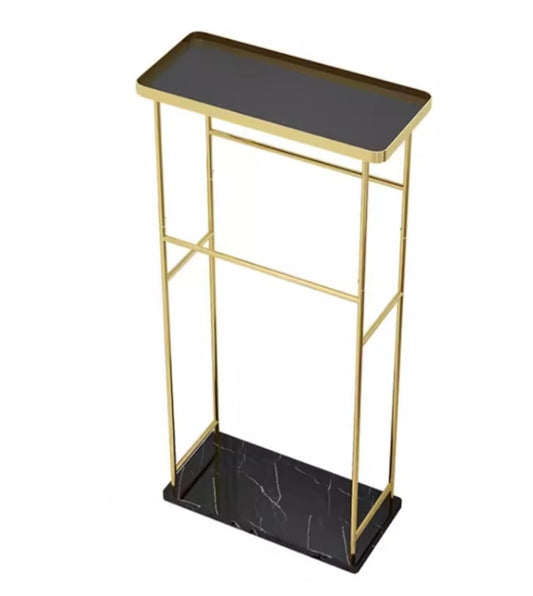 BIOMICE Floor Towel Rack 2 Tier Iron Towel Stand with Marble Base and Glass Countertop Freestanding Towel Rack Nordic Towel Holder for Bathroom Freestanding Towel Racks
