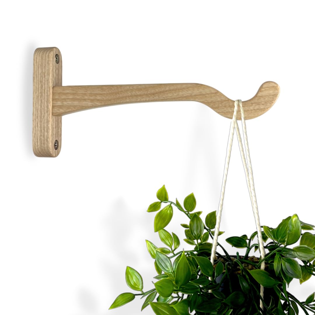 EvenWood Wooden Wall Plant Hanger for Plants - Wood Indoor Plant Hook for Wall Plant, Wind Chimes, Flower Brackets - Durable Bracket Plant Hanger (KO2)