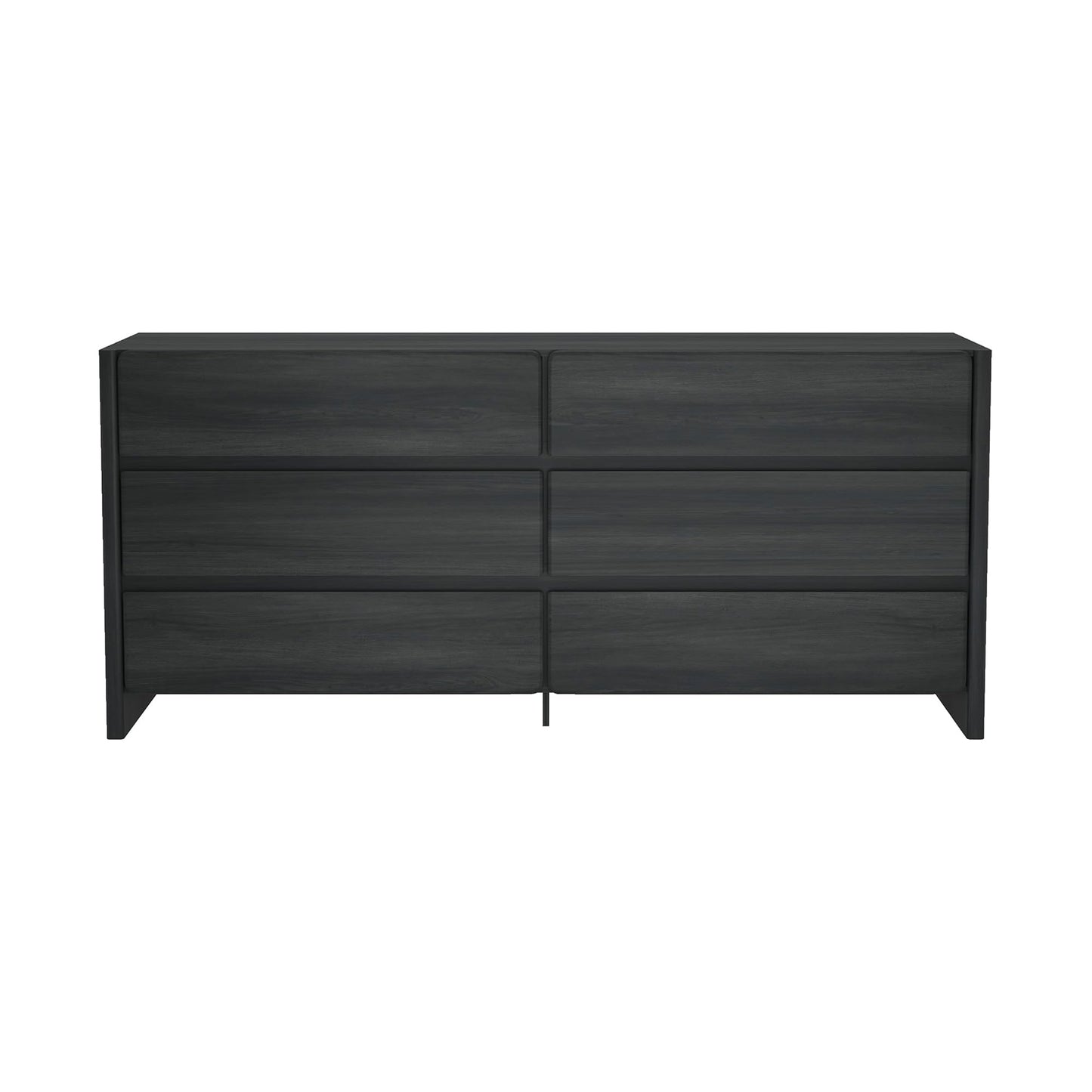 Manhattan Comfort Linda Double Wide Modern Dresser for Bedroom with 6 Storage Drawers – 72" Long Wooden Cabinet for Closet Essentials and Clothes Organization, Home Furniture, Charcoal Grey