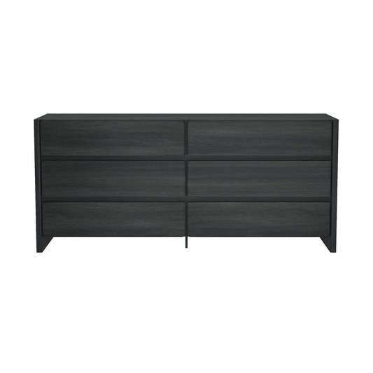 Manhattan Comfort Linda Double Wide Modern Dresser for Bedroom with 6 Storage Drawers – 72" Long Wooden Cabinet for Closet Essentials and Clothes Organization, Home Furniture, Charcoal Grey