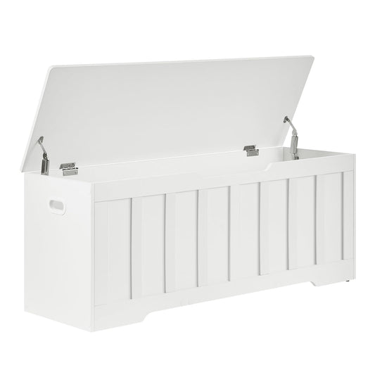VANKILEY 47.2" Storage Chest Extra Large,Storage Trunk with 2 Safety Hinges,Wooden Storage Bench,Shoe Bench,47.2x15.7x19.1 Inch,Easy Assembly,Storage Bench for Bedroom,Living Room,entryway(White).