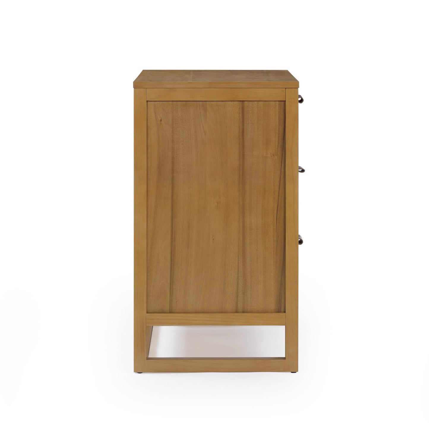 Teamson Home Hatteras 30'' W 3-Drawer Dresser with Rattan Inset Panels, Solid Pine Wood Frame and Acacia Veneer Plus Anti-Tip Kit Included, Coastal Modern Style, Natural Finish
