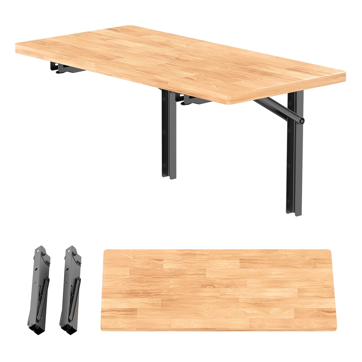 WALMANN Space Saving Wall Mounted Folding Workbench, Heavy Duty Folding Wall Table/Desk for Garage, Workshop, Holds Up to 550 lbs(Tabletop Size: 47.25 x 22.75inch)