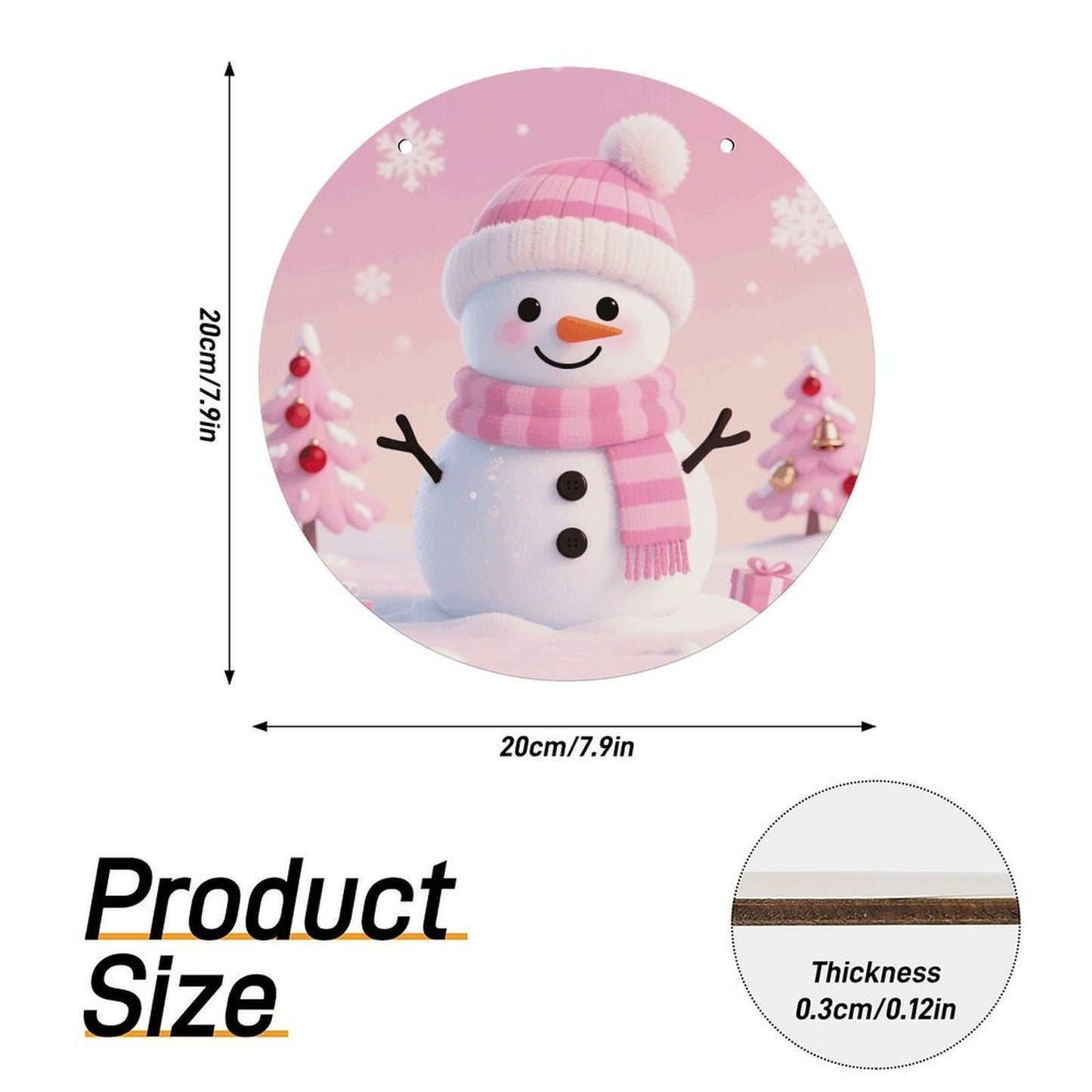 Pink Cute Snowman Welcome Sign for Front Door Wooden Wreaths
