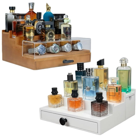 SeLuM Cologne watch organizer and white cologne organizer for men