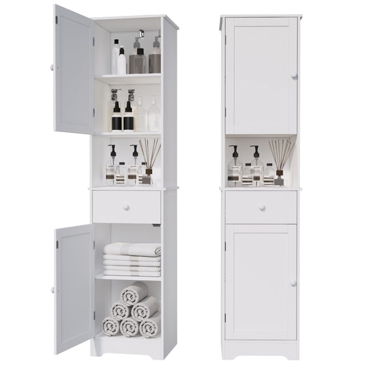 Viaozutis Tall Bathroom Cabinet, Storage Cabinet with 2 Doors & 2Drawer, with Ajustable Shelve, for Bathrooms, Kitchens,Entrances（White）