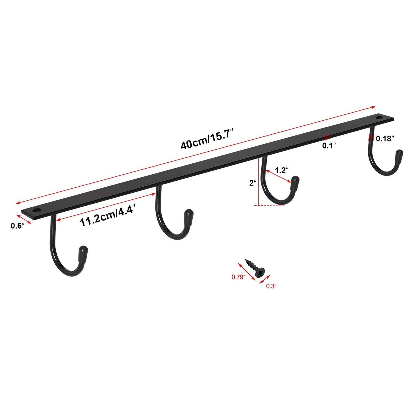 MOCOUM Under Cabinet Metal Mug Holder - Iron Hanging Rack for Coffee Cups and Kitchen Utensils Display (Black, 3)