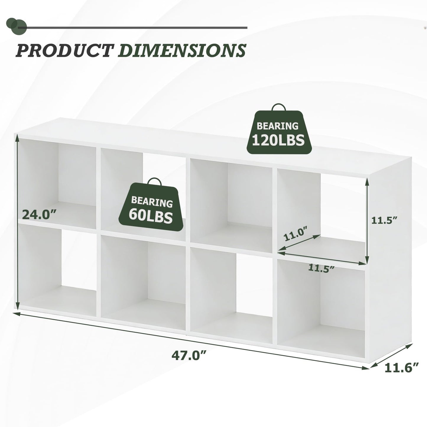 SageNest 8-Cube Storage Organizer Shelf, Open Cube Bookshelf, Reversible Bookcase, Sturdy Modern Storage for Home Office, Bedroom, Living Room, White