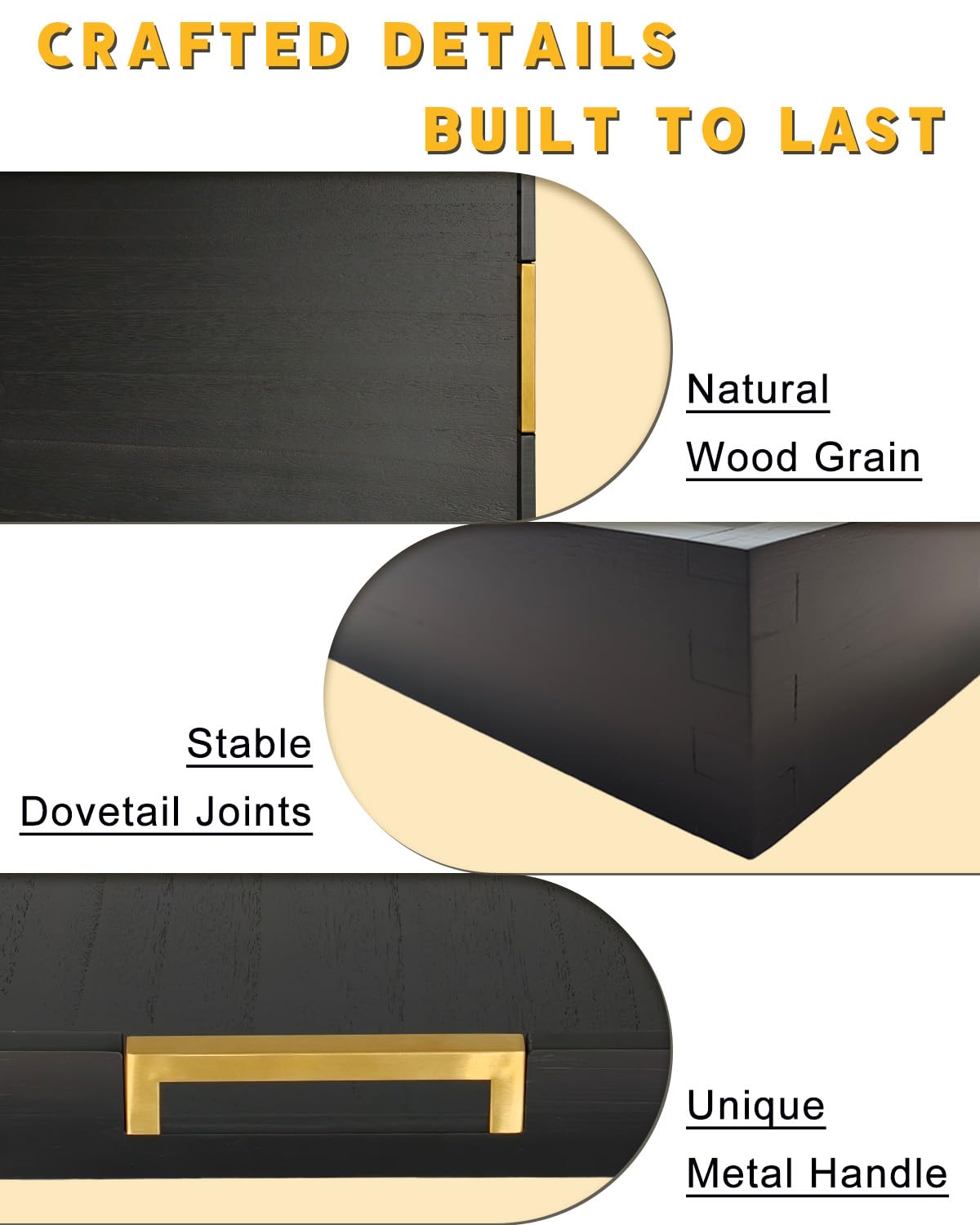 OurMiao 22" x 15.75" Black Wooden Serving Tray with Golden Metal Handles, Large Rectangular Wood Ottoman Tray for Living Room, Coffee Station, Ottoman Table