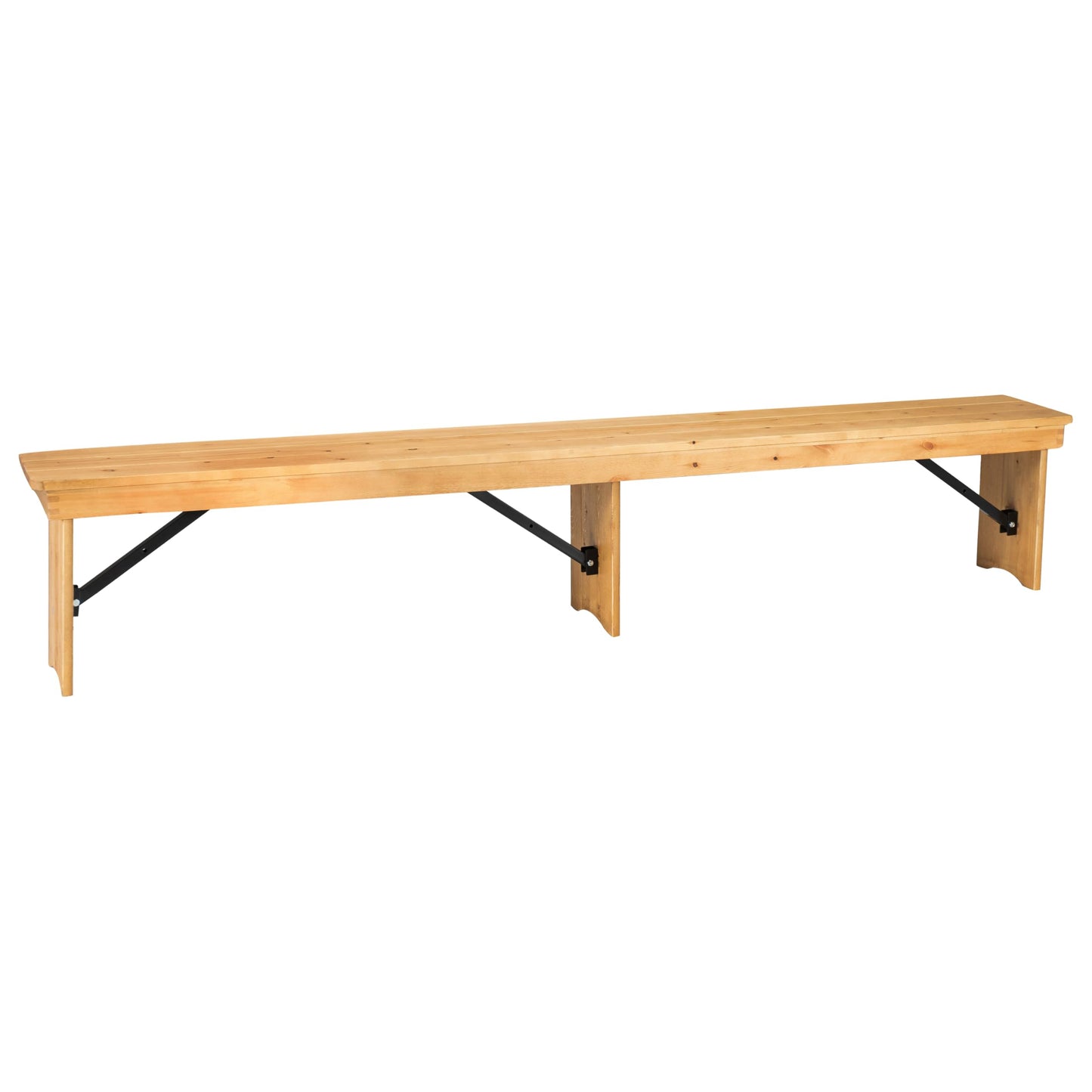 Taylor & Logan Ingles 8' x 12'' Antique Rustic Light Natural Solid Pine Folding Farm Bench with 3 Legs