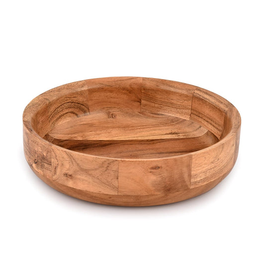 Kaizen Casa Wooden Round Shaped Serving Bowl for Fruit,Dessert Platter Tray Dish Kitchen Dining Fruit,Dessert,Snack