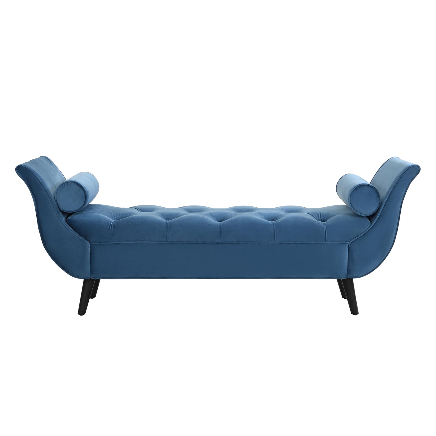 Christopher Knight Home Jolie Modern Velvet Upholstered Ottoman Bench with Pillow, Wooden Bedroom End of Bed Bench, Entryway Ottoman Foot Rest, Living Room Sofa Extra Seat, Blue