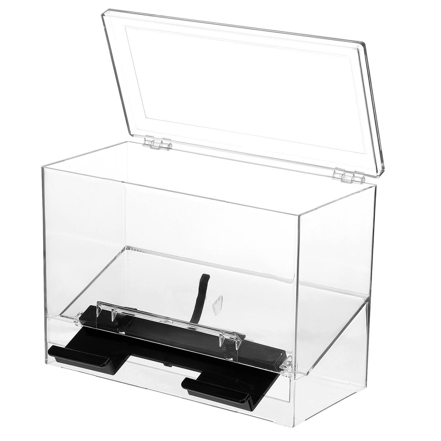 Cabilock Clear Acrylic Straw Dispenser Box 9X6.7X4.3 Inches Press Type Straw Organizer for Countertop Use in Restaurants Cafes and Snack Bars with Non-Slip Base
