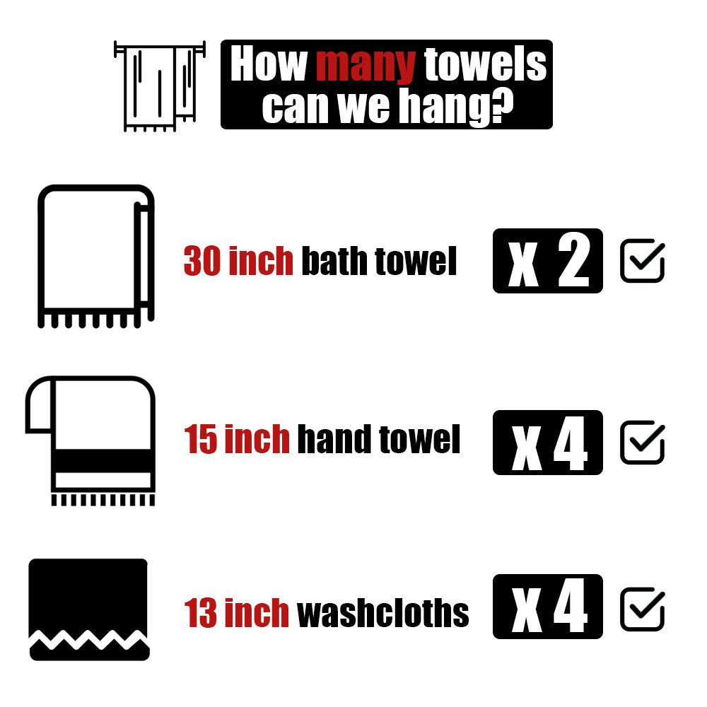 JQK Double Bath Towel Bar, Brushed Gold 33 Inch 304 Stainless Steel Thicken 0.8mm Towel Rack for Bathroom, Towel Holder Wall Mount, Useable Length 30 Inch, TB100L30-BG