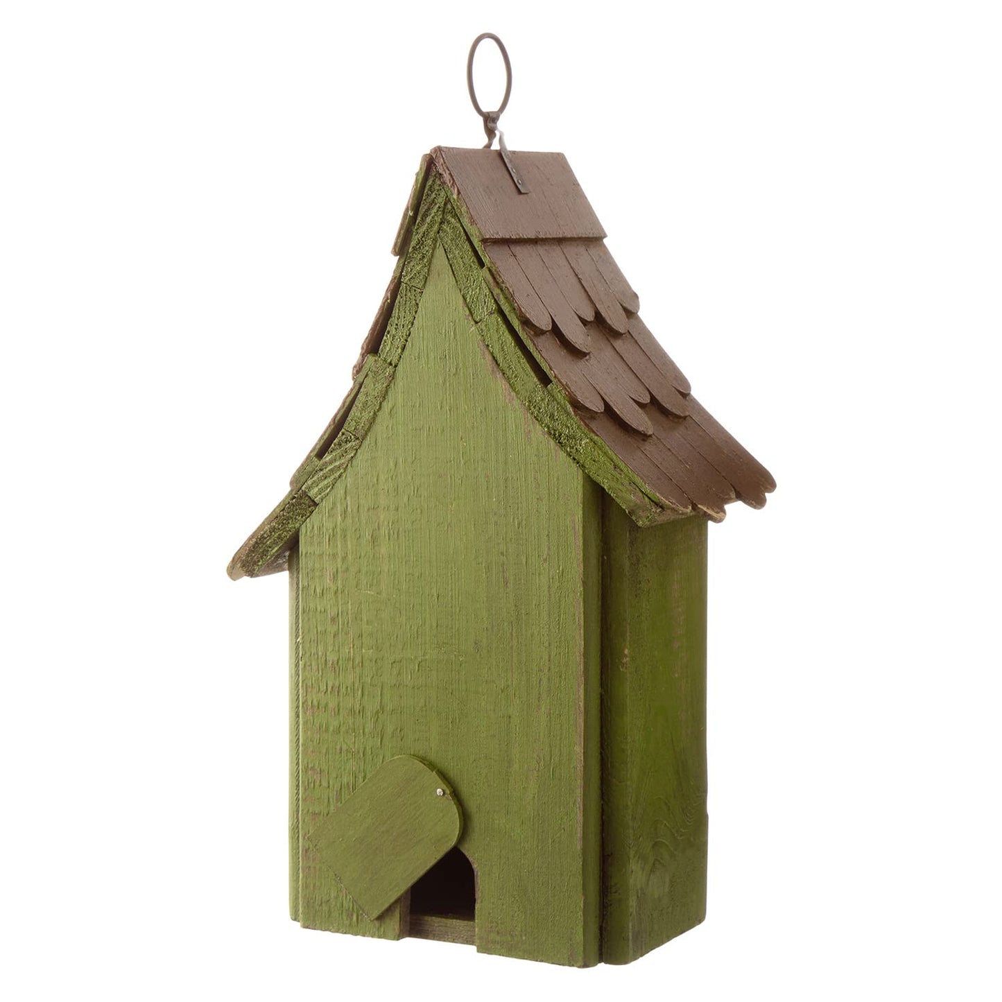 Glitzhome Birdhouses for Outdoors, Green Hand Painted Garden Wooden Bird House with Single Roof Hanging Bird House for Outside