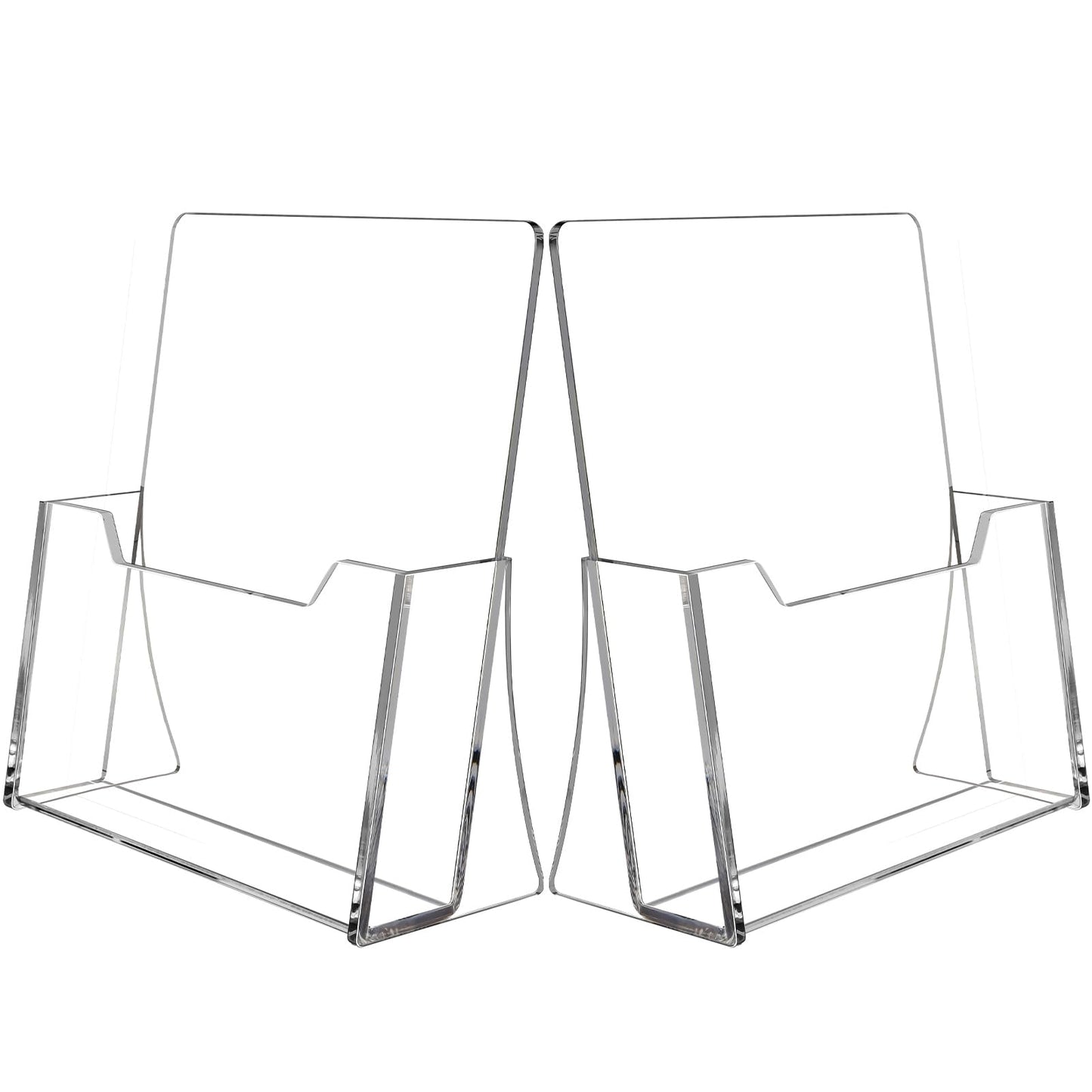 SUNQEBO Acrylic Brochure Holder 8.5 x 11 inch 2 Pack, Clear Flyer Holder Plastic Stands for Displaying Pamphlets, Magazines, Literature, Brochures, Booklets, Menu, Desk Holder, Countertop Organizer