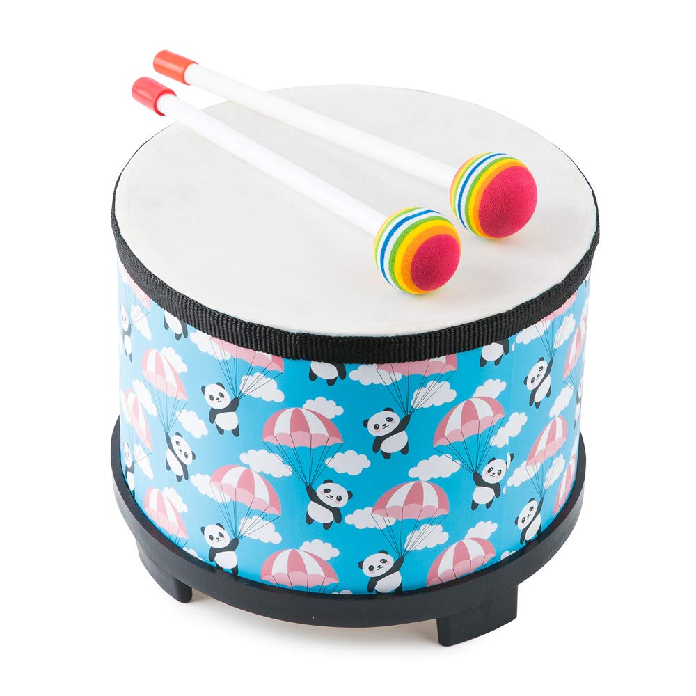 Kids Floor Tom Drum Toddlers: Baby Music Toys 8 inch Percussion Instrument Child Drums - Montessori Toys Wooden Drum for Preschool Educational Birthday (Blue 8" )