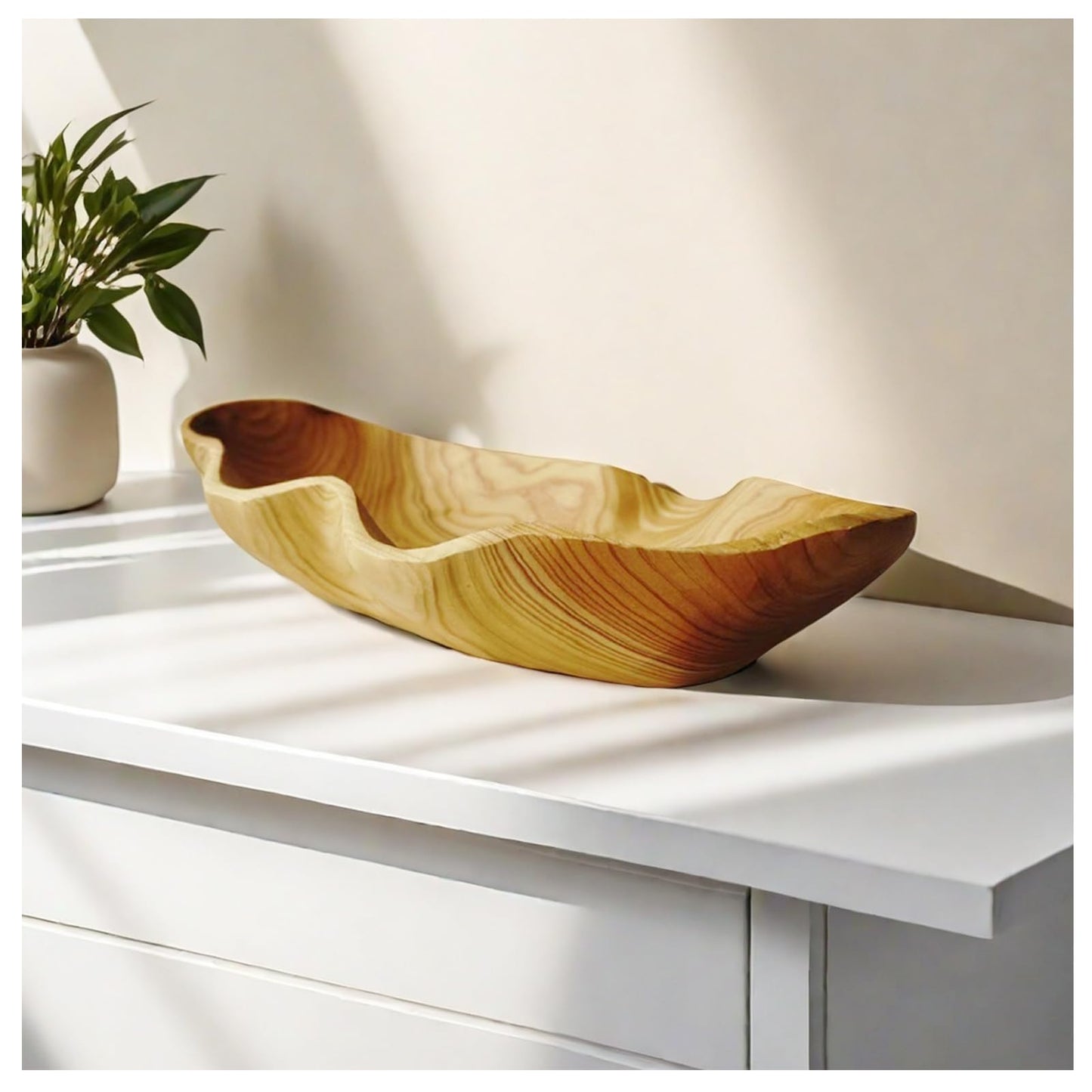 ZOY&TORA Large Handmade Decorative Wooden Dough Bowl, Natural Wood Grain Finish,Kitchen Coffee Dining Table Centerpiece Decor Tray,Farmhouse Style,driftwood bowls