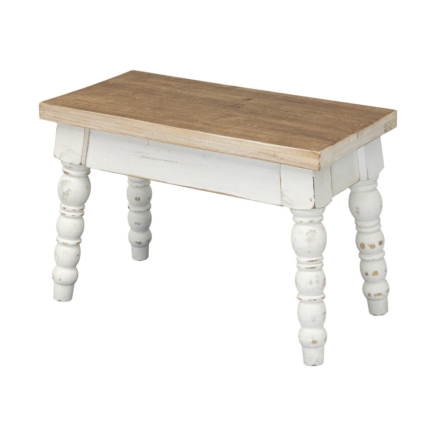 JUMBO DECOR Farmhouse Wooden Step Stool, Solid Wood Step Stool for Kids Adults, Plant Stand Indoor Decor, Portable and Sturdy Versatile Foot Stools for Bathroom, Bedroom, Office, Kitchen (Rectangle)