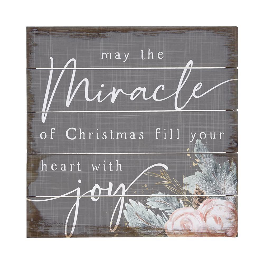 Simply Said, INC Perfect Pallets Petites - May the Miracle of Christmas Fill Your Heart - 8 x 8 in Distressed Rustic Wood Sign PET20818