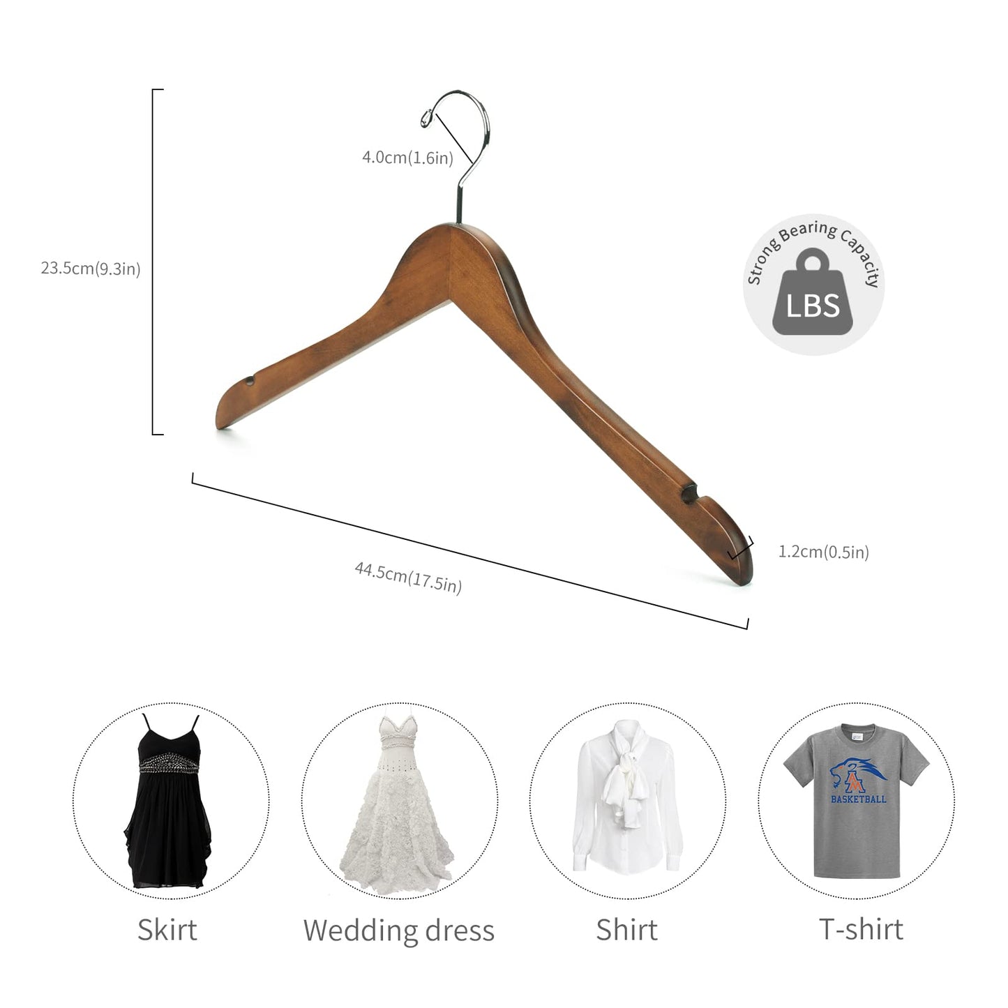 Nature Smile Wooden Coat Hangers Solid Wood Shirt Dress Clothes Hangers(10pcs Retro)