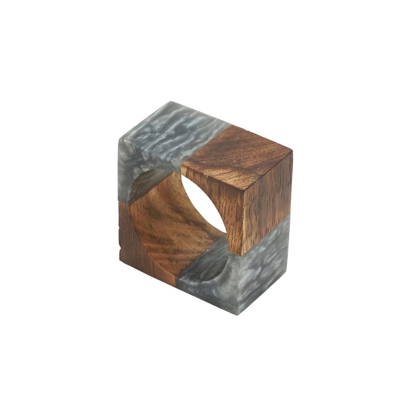 Saro Lifestyle Wooden Fusion Resin Napkin Ring (Set of 4), Grey