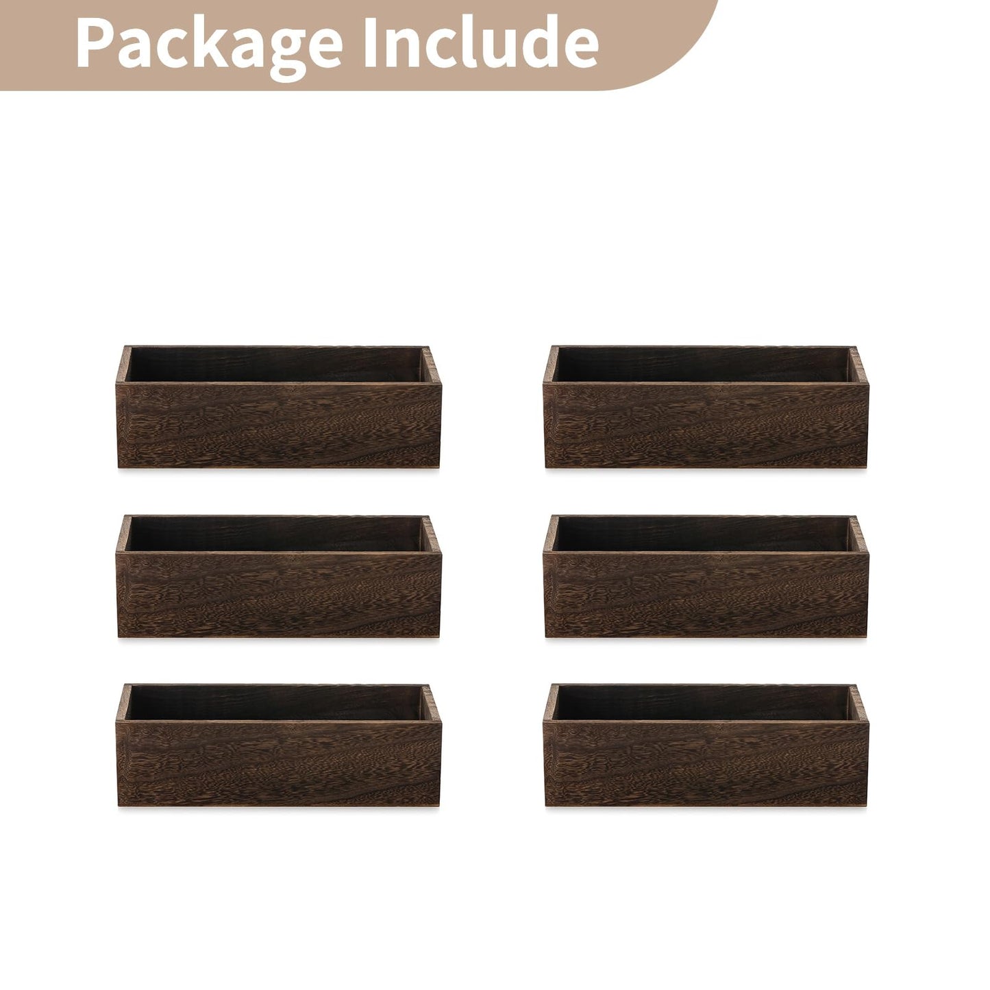NUPTIO Wooden Box Centerpiece for Table: 6 Pcs 11.8" Long Wood Rectangle Box - Farmhouse Flower Box for Fall Wedding Dining Living Room Mantel Table Centerpiece Decor