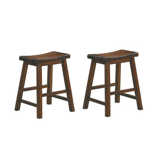 Lexicon Saddleback Solid Wood Kitchen Height Stool Set of 2 - Saddle Kitchen Stool Dining Height Stools for Dining, Armless Chair Seating Options, Perfect Casual Entertaining Spaces Cherry