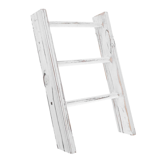 Kichvoe Mini Ladder Towel Rack for Bathroom and Kitchen Counter Compact Rustic Farmhouse Tea Towel Holder Space Saving White Decorative Ladder for Small Bathrooms and Wall Display