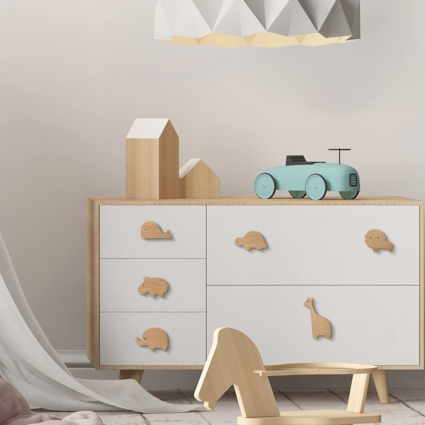 Qunclay 6 Sets Wooden Animal Dresser Knobs Decorative Nursery Wood Drawer Pulls with Screws Furniture Pulls Handles for Nursery Home Bedroom Kitchen Cabinets Hardware Cupboard (Zoo)
