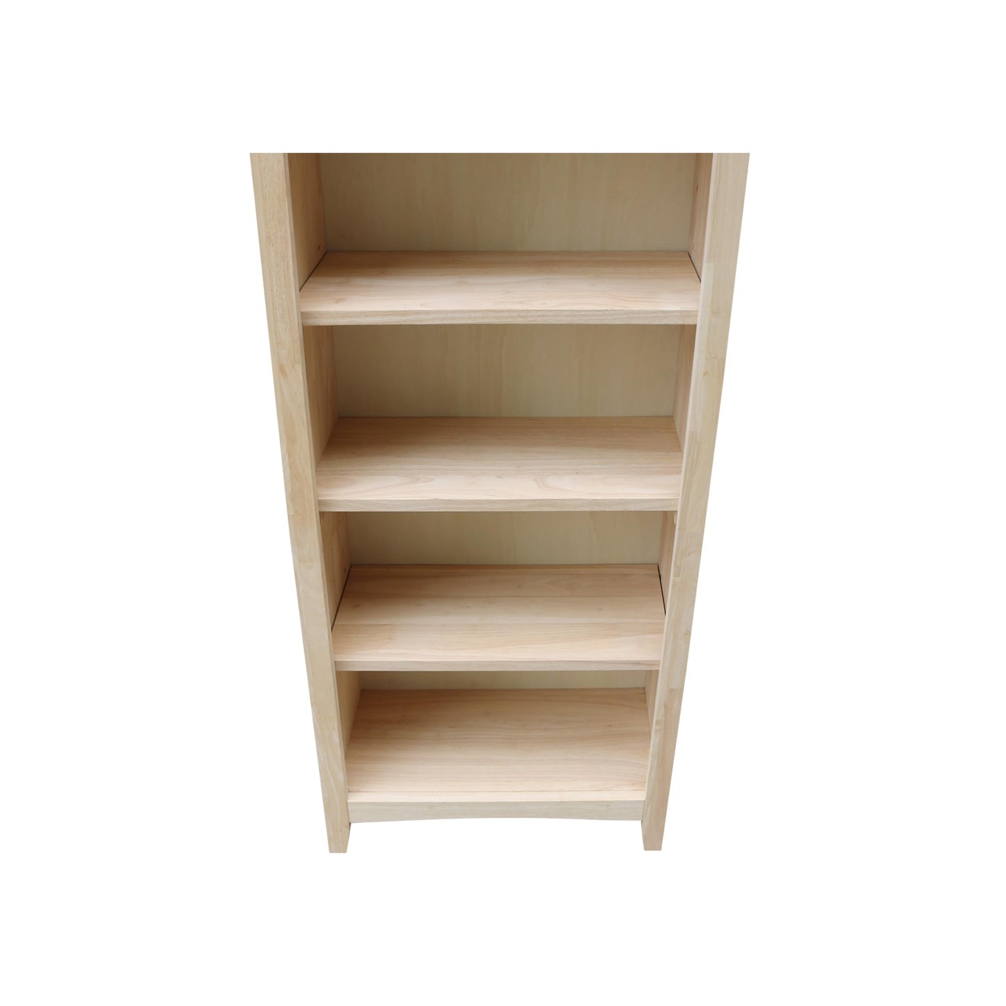 International Concepts Narrow Shaker Bookcase, 60-Inch High, Small Space, Solid Parawood, Unfinished