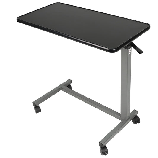 Vaunn Medical Cart Pneumatic Adjustable Overbed Table with Wheels – Rolling Bedside Table for Hospital, Portable Standing Cart & Laptop Desk for Bed, Couch, Wheelchair