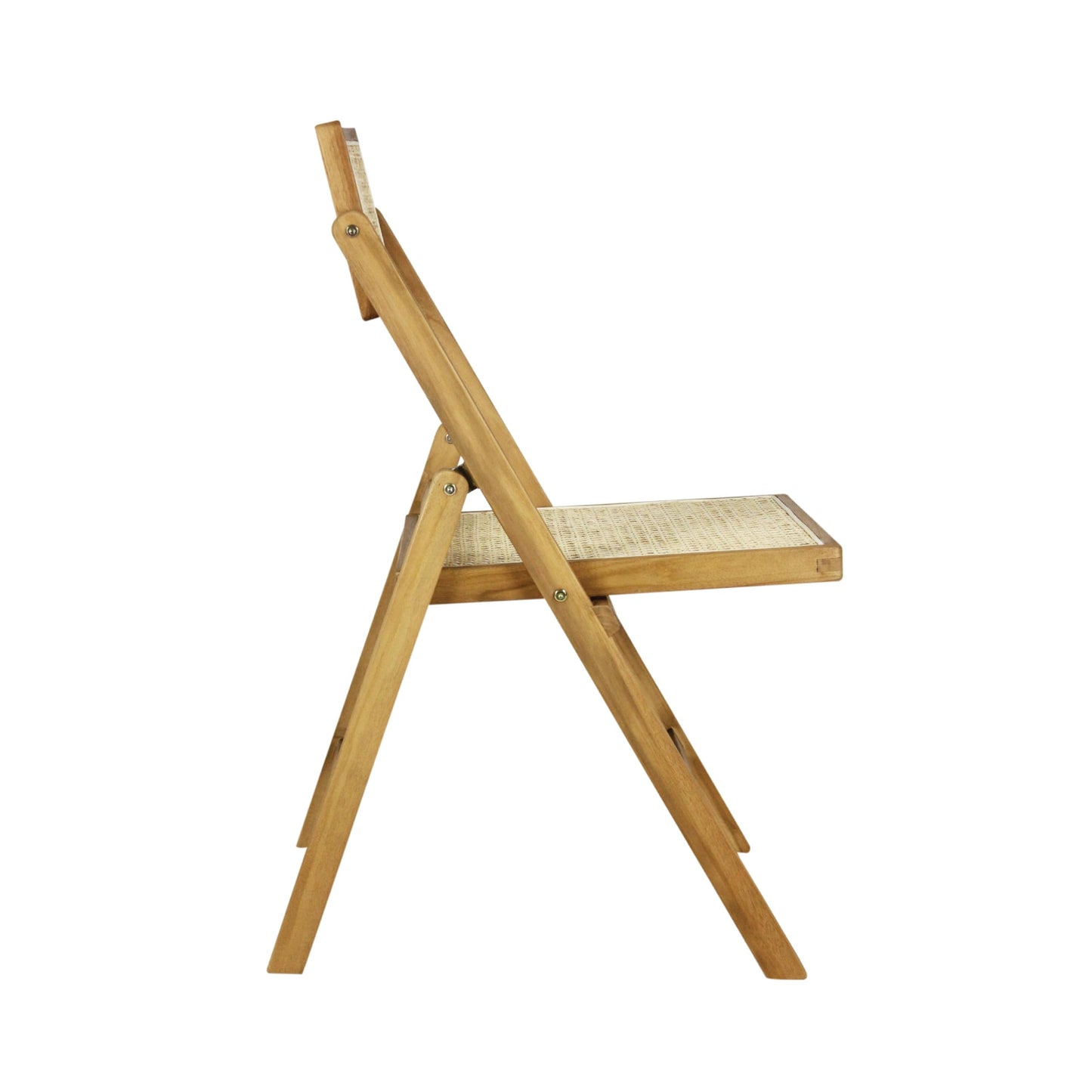 JONATHAN Y Theo Teak Wood and Rattan Folding Chairs Set of 2 for Dining and Living Room, Mid-Century Woven Cane Armless Portable Indoor Accent Seats, Natural Light Brown FLD1000A-SET2