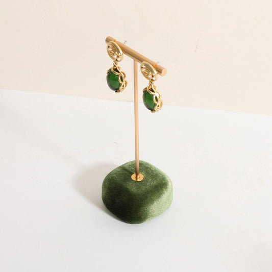 CHISTOR Velvet Earring T Bar Stand Jewelry Display, Earring Display Holder for Selling, Jewelry Storage Organizer【Green】