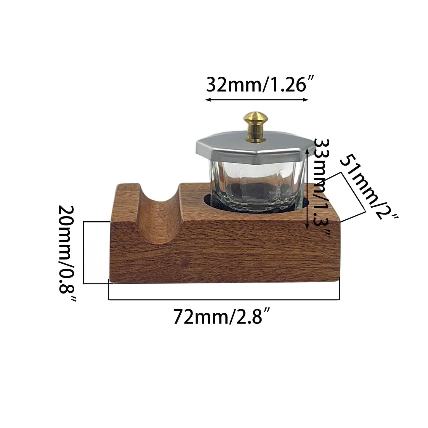 Yidaz Ink Well for Dip Pen Wooden Calligraphy Pen Holder Oblique Nib Holder Glass Ink Bottle Container Desktop Tabel Decoration