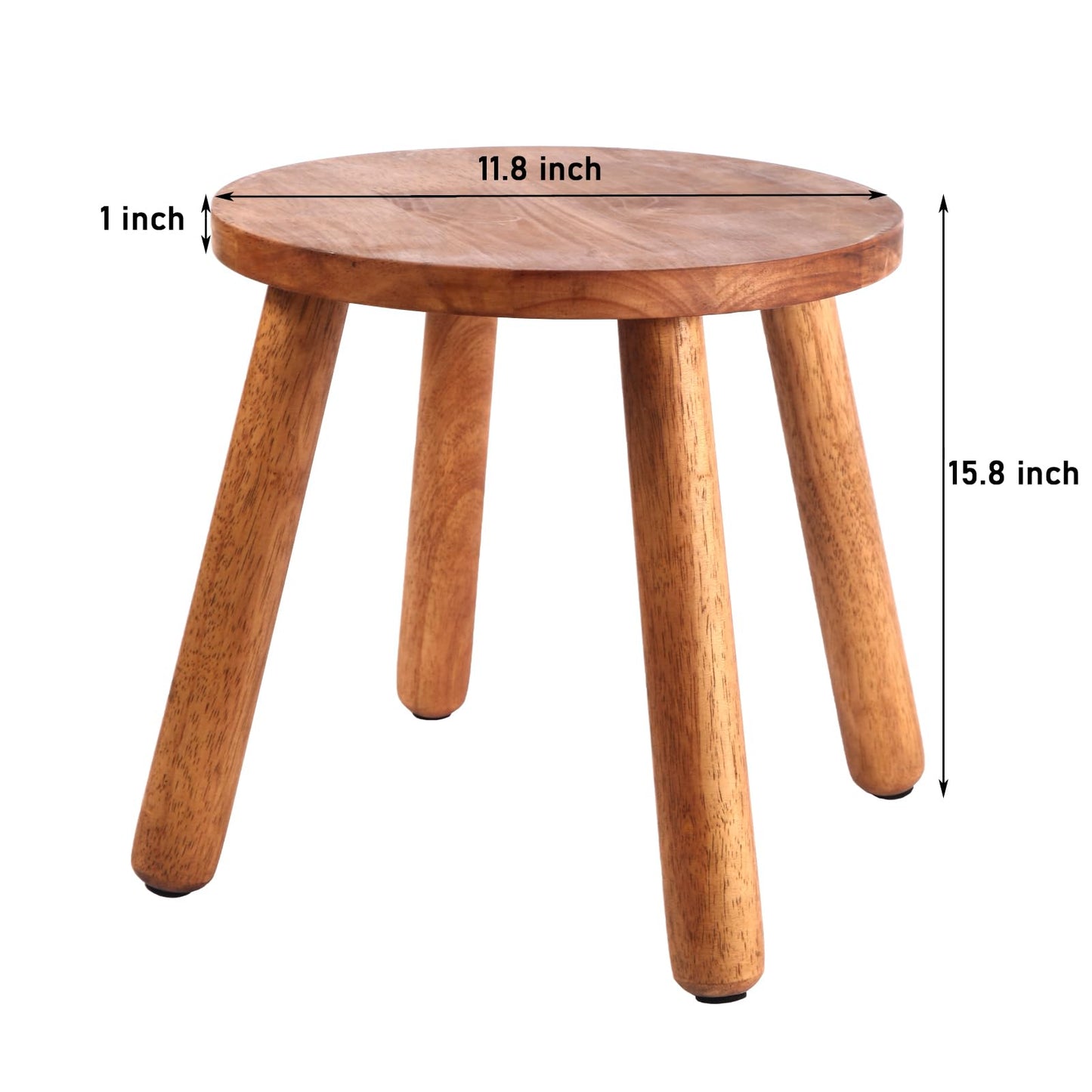 zaowofires Round Solid Wooden Step Stool,Garden Stool,15.8''H,Plant Stool,Wood Legs Detachable for Plant Stand, Kitchen, Bathroom,Bedroom, Livingroom (Walnut, 15.8inch)