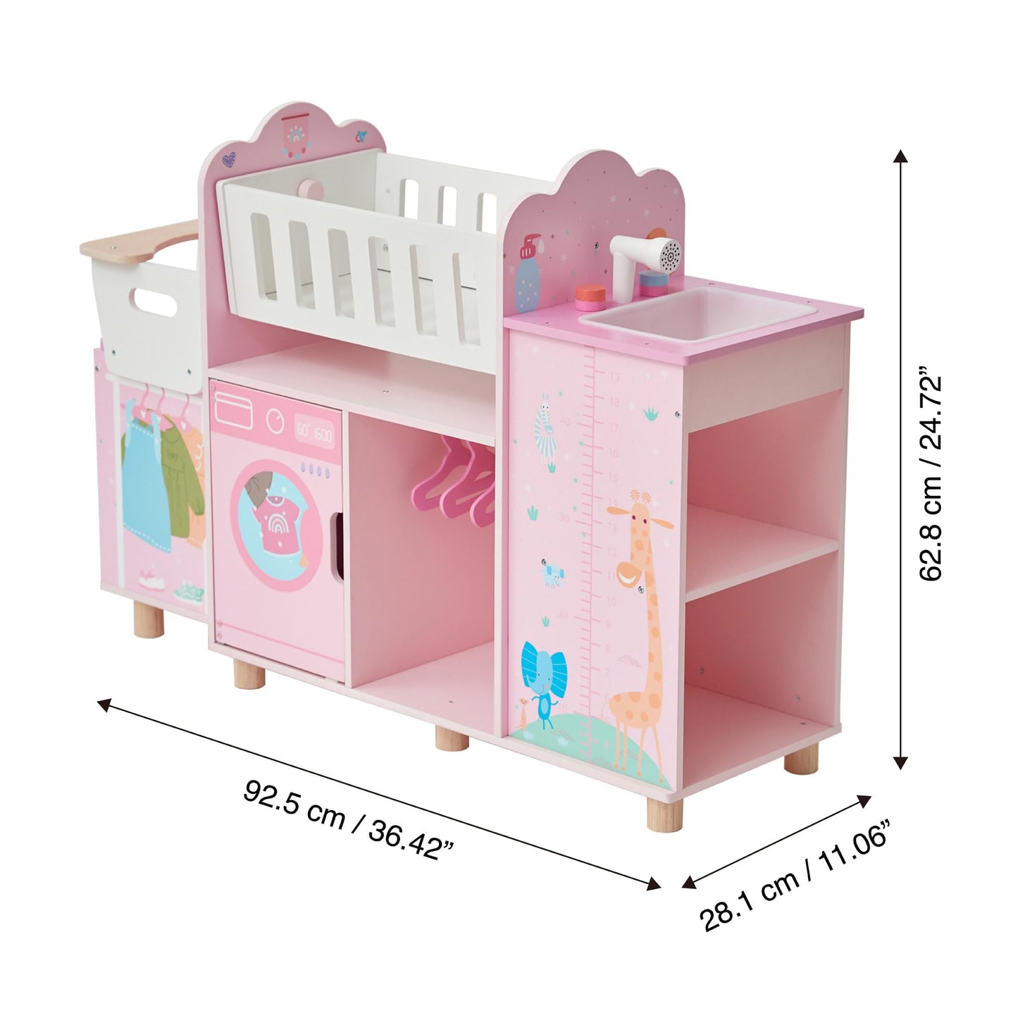 Olivia's Little World Amanda 6-in-1 Wooden Doll Nursery Station, Pink/Multi