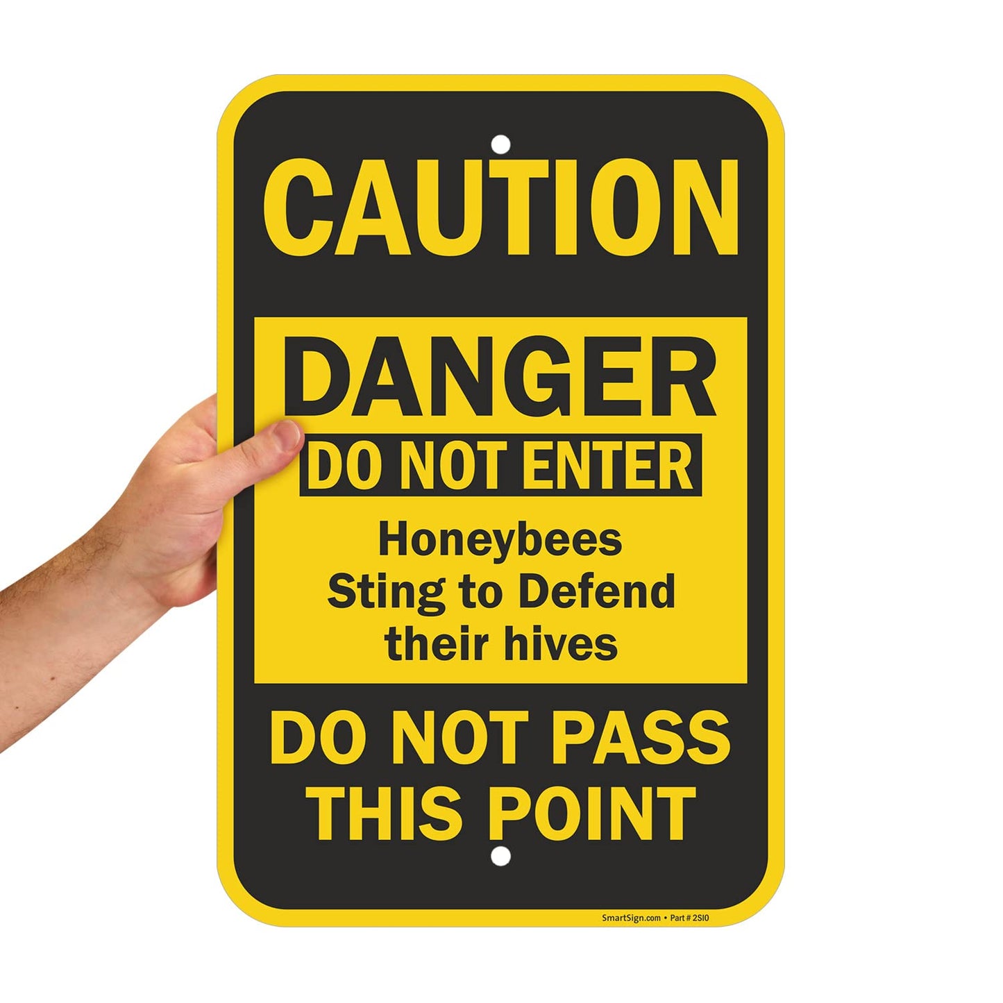 SmartSign "Do Not Enter, Honeybees Sting To Defend Their Hives" Sign | 12" x 18" Aluminum