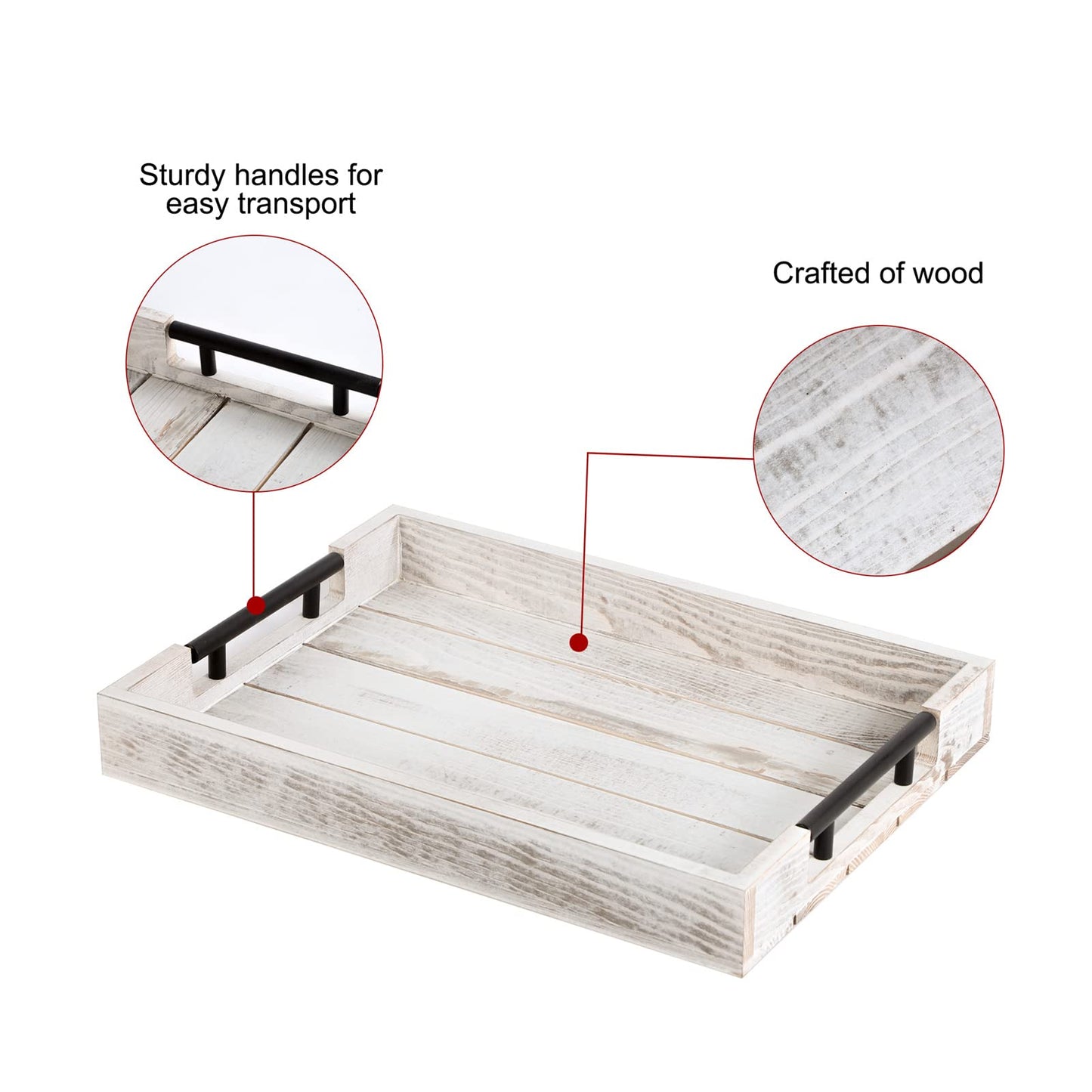 Wooden Serving Ottoman Tray With 4 Coasters, Breakfast Tray With Handles, Home Decor for Living Room, Coffee Table