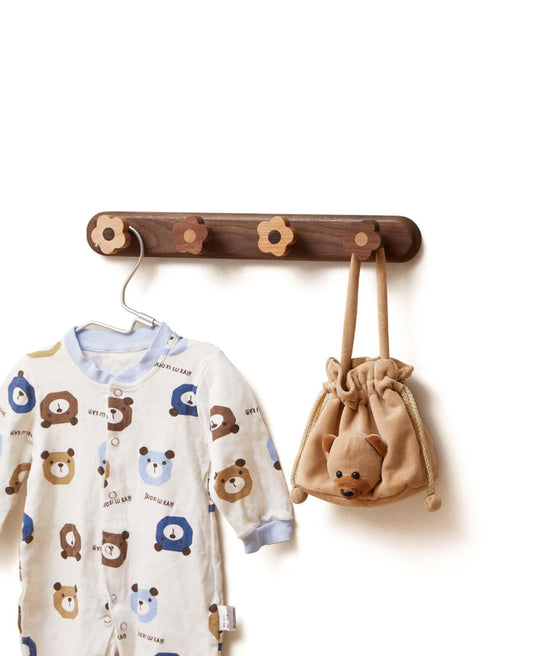 Kids Coat Rack Wall Mount - Wood Cute Flower Coat Hooks for Hanging Clothes,Purse,Robe,Towels,Backpack,Modern Decorative Walnut Wall hooks Heavy Duty Hanger for Girls Nursery,Bathroom,Entryway&Bedroom