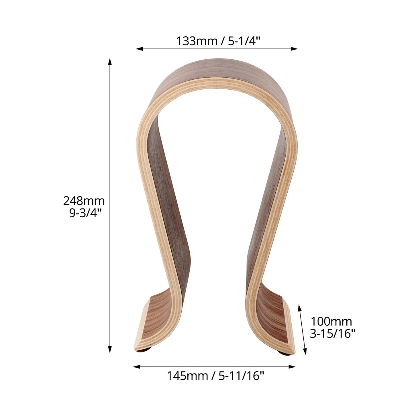 QWORK Wood Headphone Stand - Headset Holder, Arch Bridge Design - Universal Compatibility, Ear Headphones Hanger Holder, Stylish Desk Headset Holder for Headphones, Cables, Game Pads, QS32269