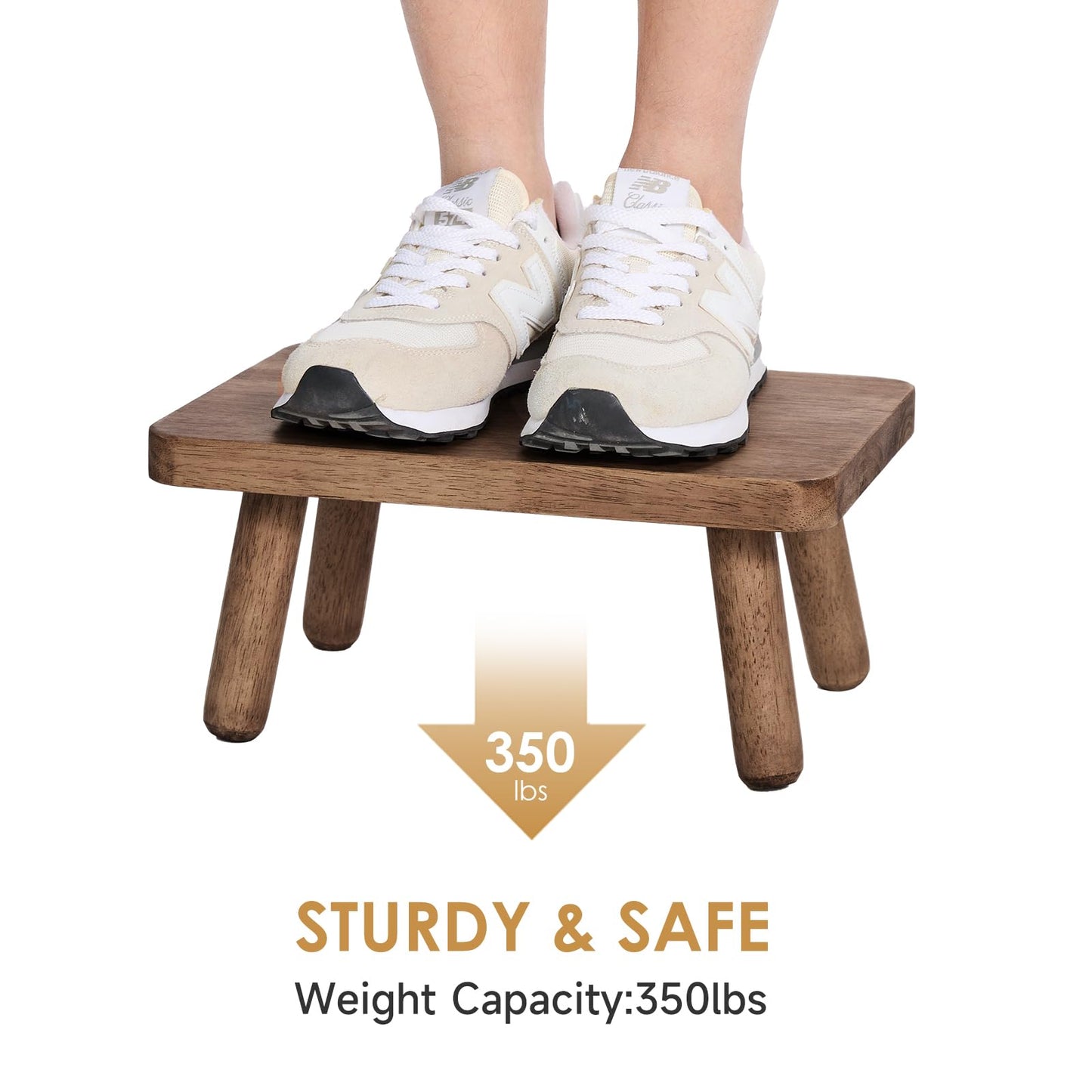 Jurath Wooden Step Stool for Adults Office's Step Stool Heavry Duty Stepping Stools for Office, Bedroom, Garden, Bathroom with Four Detachable and Assembled Legs Chocolate Brown (Classic 6.3" inch)