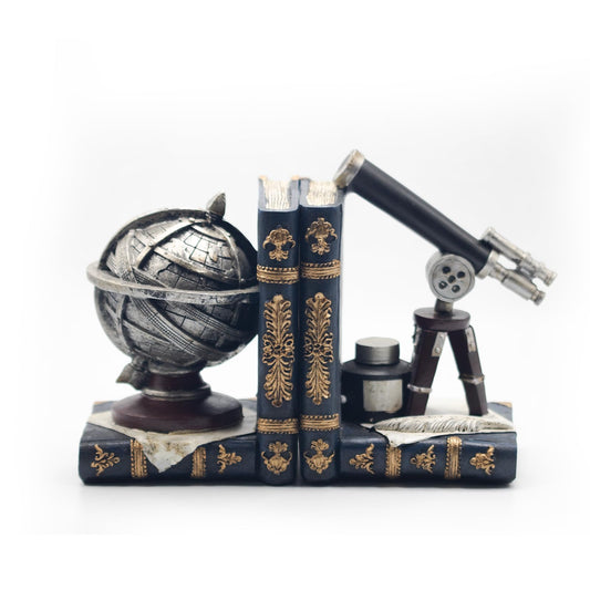 AUSTUFF Vintage Decorative Bookends, Armillary Sphere and Space Telescope Decorative Bookends, Vintage Decorative Unique Bookends for Home Office Schools
