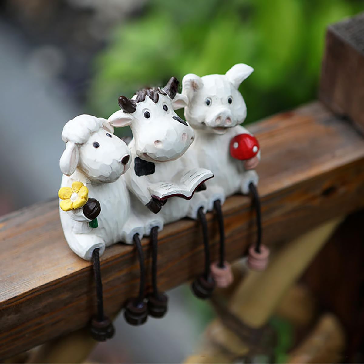 Semeid Cute Farm Animal Shelf Sitters with Dangling Legs