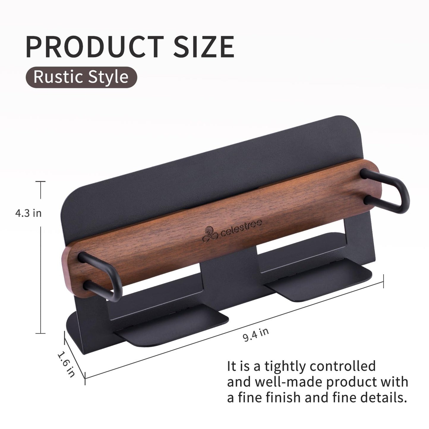 Rectangular Napkin Holder Wooden - Celestree Paper Napkin Dispenser with Solid Black Walnut Weighted Bar, Modern Metal Frame Windproof Stable for Kitchen Dining Table Bar Outdoor Party (Gift Ready)