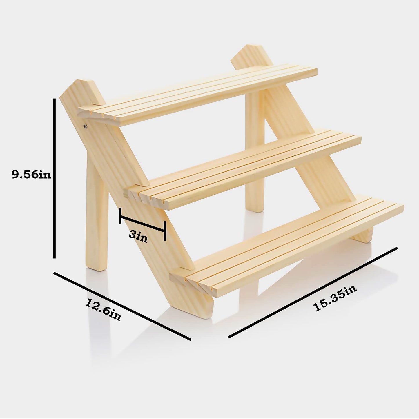 LUBANHAND 3 Steps Display Riser, Earring Display Stands, Showcase Cascading Merchandise Organizer Tray Vendor Display Supplies for Tabletop Shows Solid Wood…