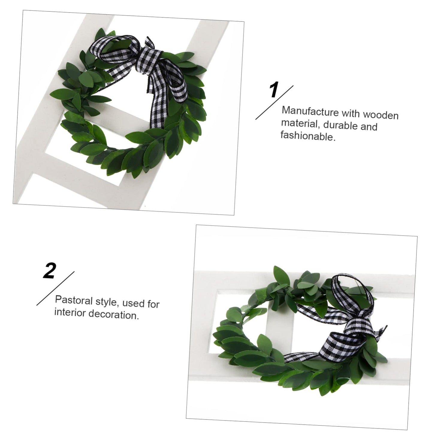 Homoyoyo 2pcs Decorative Wood Frame Small Ladder Decor Wood Ladder Farmhouse Ladder Decor Ladder Decoration with Wreath Wooden Step Ladder Rustic Ladder Sign Office Jewelry Towel Rack