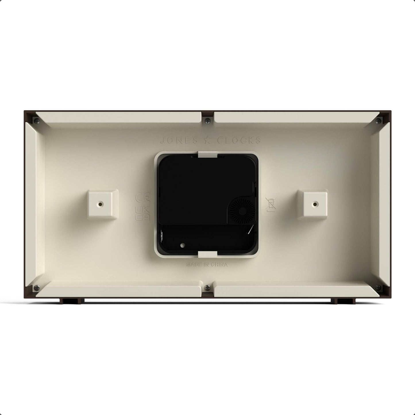 JONES CLOCKS® 'Odeon' Desk Clock | Modern Rectangular Design in Brown, Stylish Retro Look for Shelf, Table, Mantel or Bedside