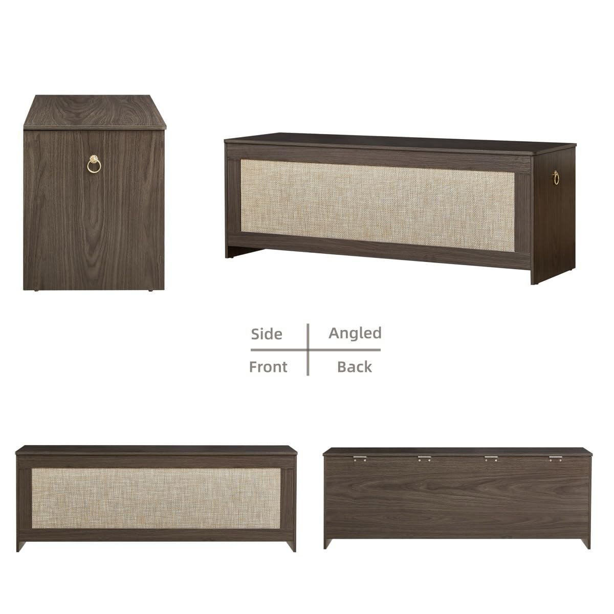 ZenFang 51.2" Storage Chest Extra Large,Storage Bench with 2 Safety Hinges,Wooden Shoe Bench,51.2x15.7x18.3 Inch,Easy Assembly,Storage Bench for Bedroom,Living Room,entryway(Obsidian Black)